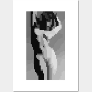 Pixel Art (black and white retro girl body) Posters and Art